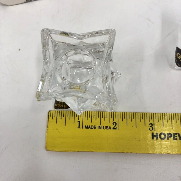 VTG Fifth Avenue 24% Lead Crystal Glass Star Set Of 2 Taper Candle Holders - Picture 5 of 10